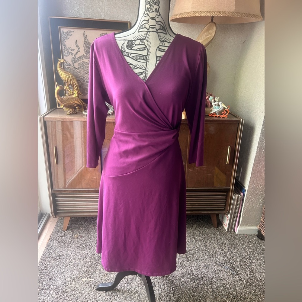 Womens Travelsmith Purple 3/4 Sleeve Dress - NWOT